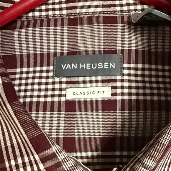 Van Heusen Maroon Plaid Men's Shirt - Picture 2 of 6